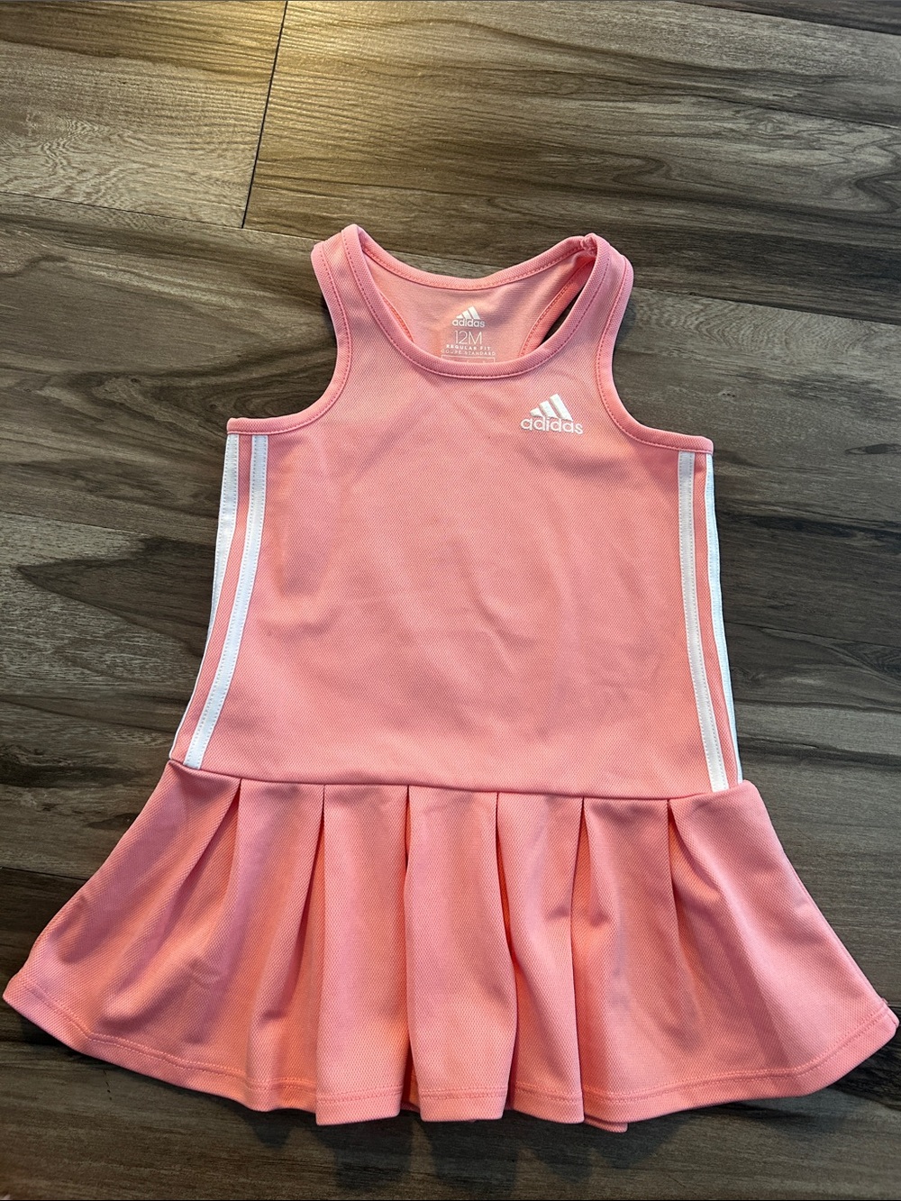 adidas Pink Sleeveless Tennis Dress with White Stripes